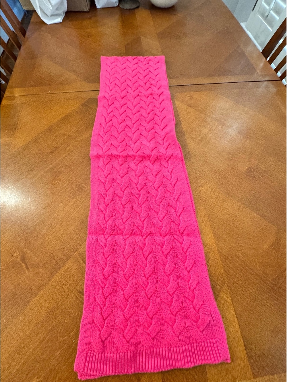 Talbots 100% Cashmere Pink Cable Knit Scarf 2814